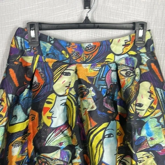 BANJUL Pretty as Picasso Faces Pleated Skirt Art‎ Lover Museum Medium - Picture 7 of 12